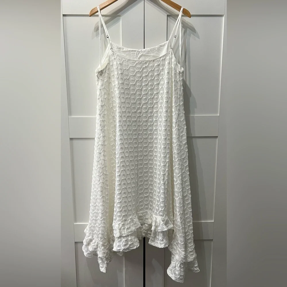 Anthropologie White Crochet Ruffled Midi Dress Women’s Large - Picture 4 of 13